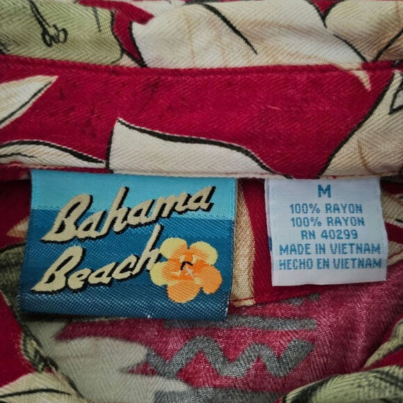 BAHAMA BEACH Women's Vintage Bitton Up Sleeveless Shirt Size Medium Tropical - Picture 7 of 9